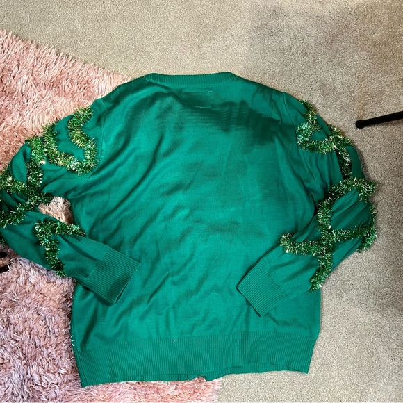 Tipsy Elves- WOMEN'S GAUDY GARLAND UGLY CHRISTMAS CARDIGAN SWEATER & Leggings - Picture 7 of 10